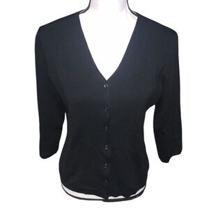 Spenser Jeremy Black Button Up Cardigan Sweater Women’s XL Silk Viscose Nylon